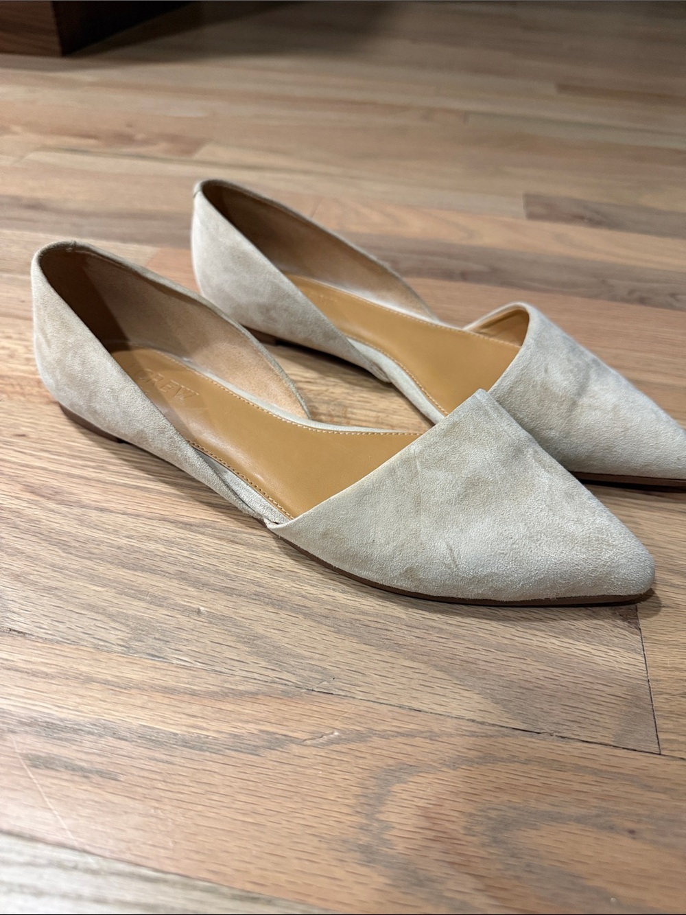 J. Crew Pointed D'Orsay Flats in Beige Suede - Picture 2 of 4